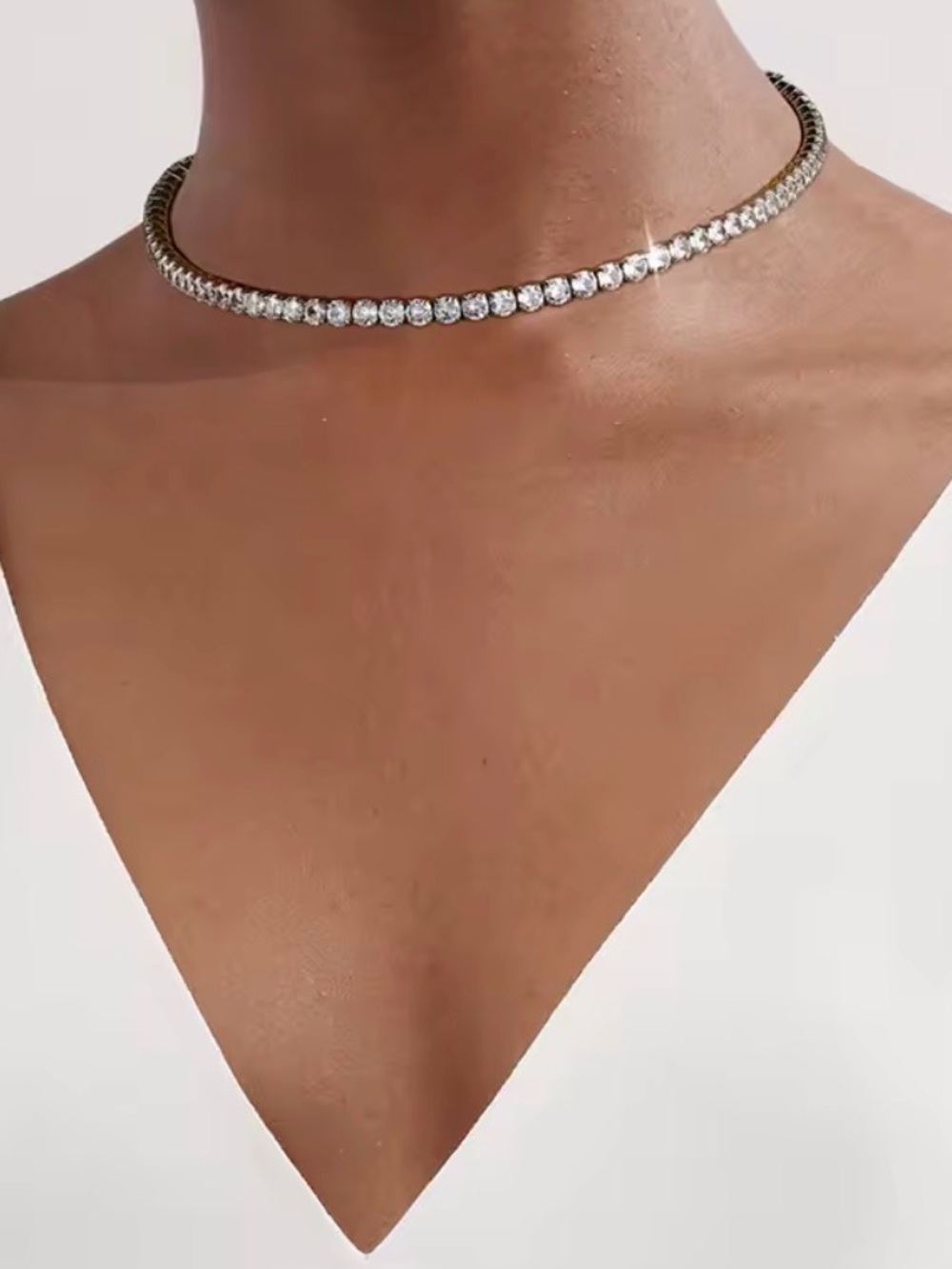 Classic Silver Crystal Tennis Necklace - Luxury Jewelry